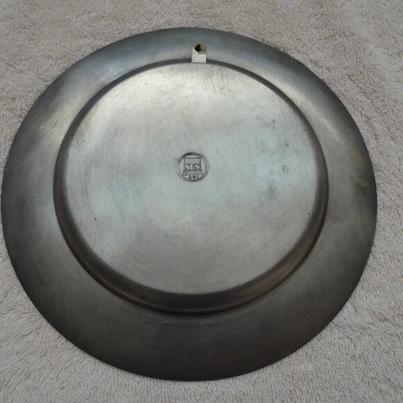 SKS Zinn 95% Pewter Plate Boys Fishing Where is the Fish? German Vintage 8 Inch - Picture 5 of 6